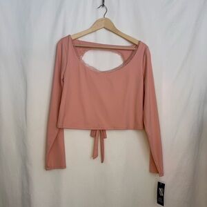 Wild Fable Blush Pink Open Back‎ Long Sleeve Top